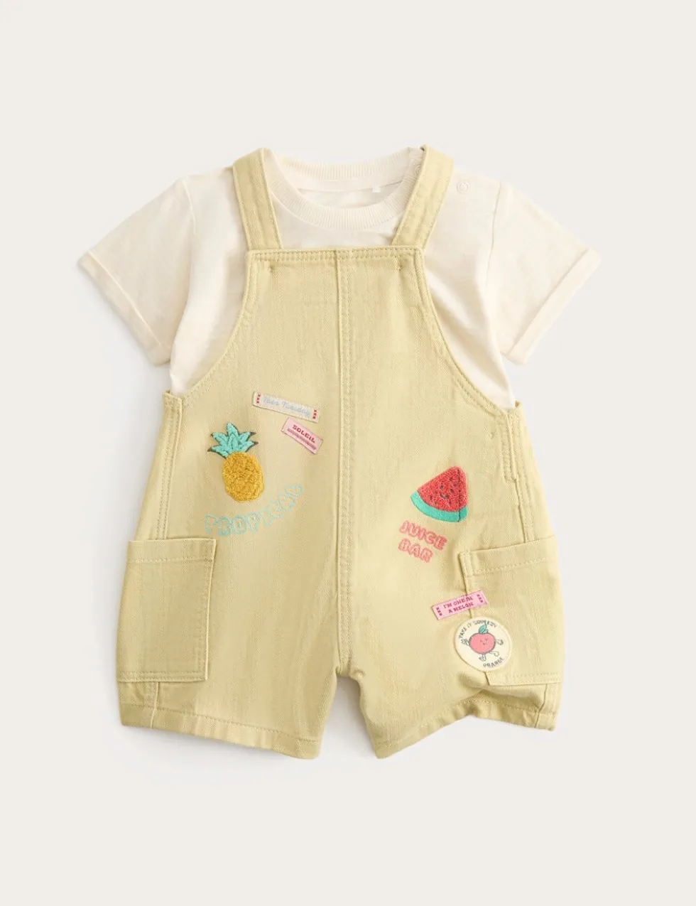 2 Piece Embroidered Bib Shorts and Top (0-3 Yrs)