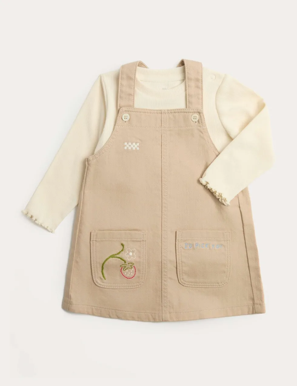 2 Piece Embroidered Pinny with Top (0-3 Yrs)
