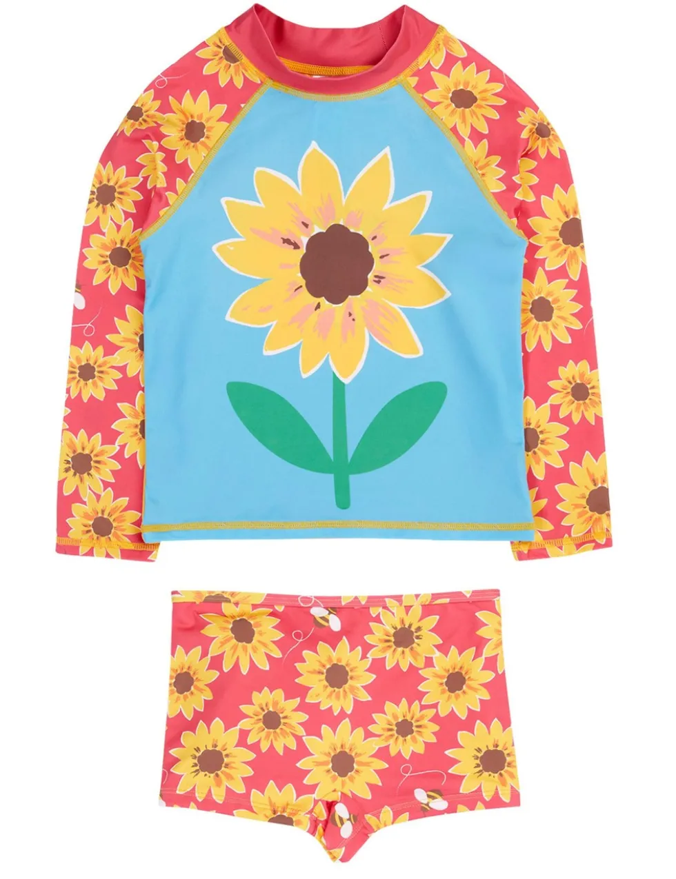 2 Piece Floral Long Sleeve Rash Vest Swim Set (2-10 Yrs)