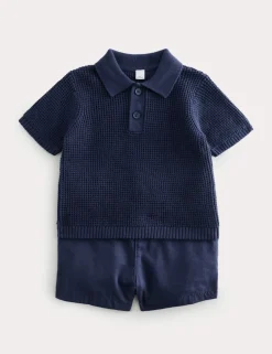 2 Piece Knitted Polo Shirt and Chino Shorts (0-5 Yrs)