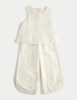 2 Piece Linen Blend Embroidered Outfit (2-10 Yrs)