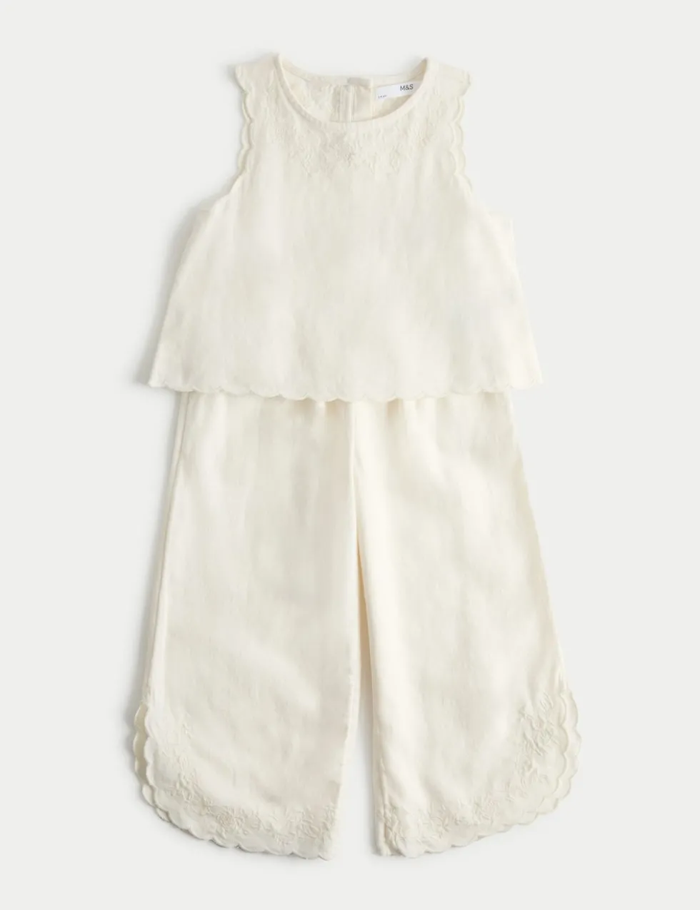 2 Piece Linen Blend Embroidered Outfit (2-10 Yrs)