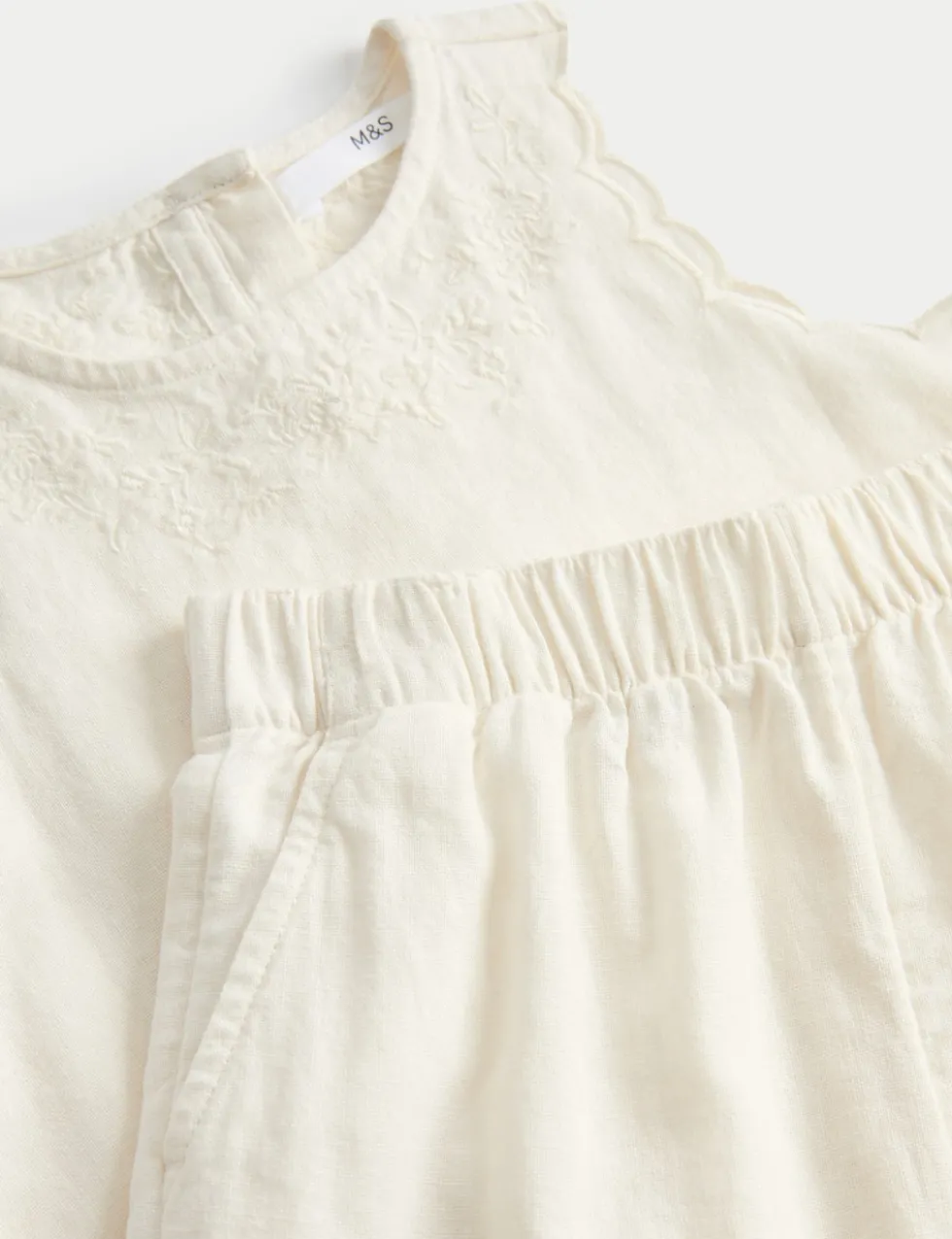 2 Piece Linen Blend Embroidered Outfit (2-10 Yrs)
