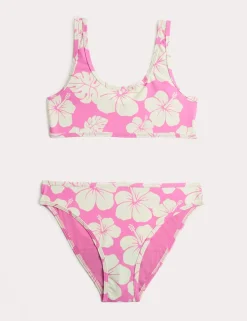 2 Piece Period Hibiscus Print Bikini (8-16 Yrs)
