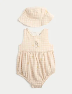 2 Piece Peter Rabbit™ Flopsy Checked Paddler with Hat (0-24 Mths)