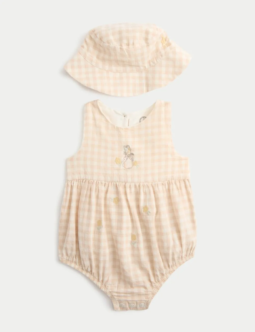 2 Piece Peter Rabbit™ Flopsy Checked Paddler with Hat (0-24 Mths)
