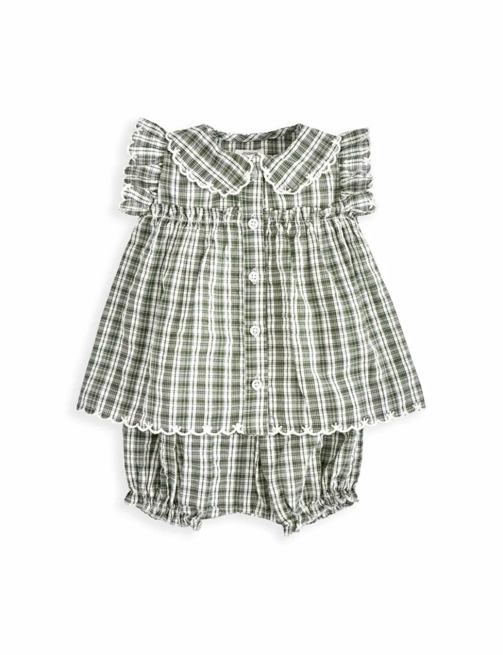 2 Piece Pure Cotton Check Top & Bottom Set (0-3 Years)