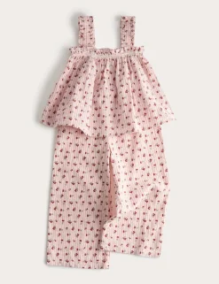 2 Piece Pure Cotton Cherry Striped Outfit (2-10 Yrs)
