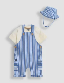 3 Piece Pure Cotton Dungaree Outfit (0-24 Mths)