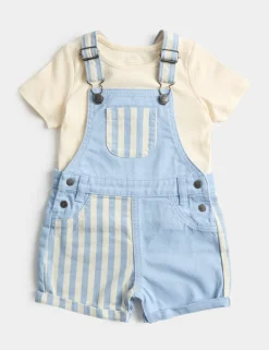 2 Piece Pure Cotton Dungarees Outfit (0-3 Yrs)