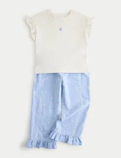 2 Piece Pure Cotton Embroidered Pyjamas (12 Mths-8 Yrs)