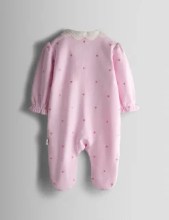 2 Piece Pure Cotton Embroidered Sleepsuit with Hat (7lbs-18 Mths)