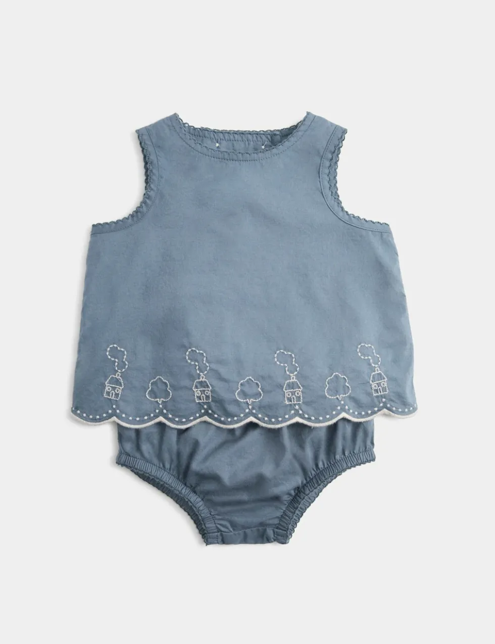 2 Piece Pure Cotton Embroidered Outfit (0-12 Mths)
