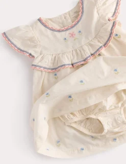 2 Piece Pure Cotton Floral Dress & Hat Outfit (0-2 Yrs)