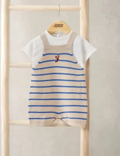 2 Piece Pure Cotton Knitted Dungaree Outfit (0-18 Months)
