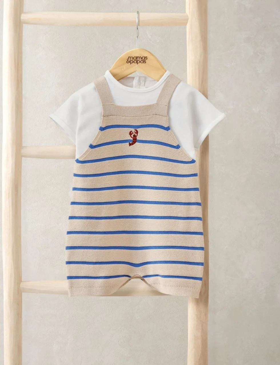 2 Piece Pure Cotton Knitted Dungaree Outfit (0-18 Months)
