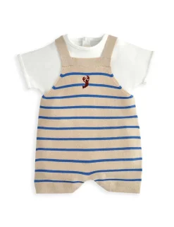 2 Piece Pure Cotton Knitted Dungaree Outfit (0-18 Months)