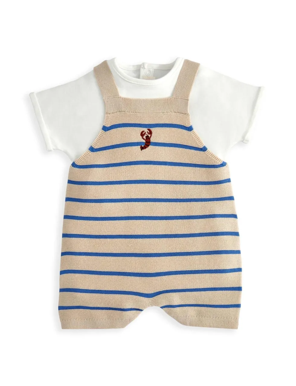 2 Piece Pure Cotton Knitted Dungaree Outfit (0-18 Months)