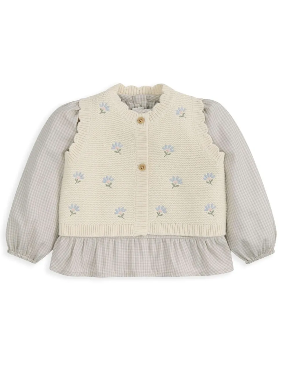 2 Piece Pure Cotton Knitted Embroidered Set (0 Mths-3 Yrs)