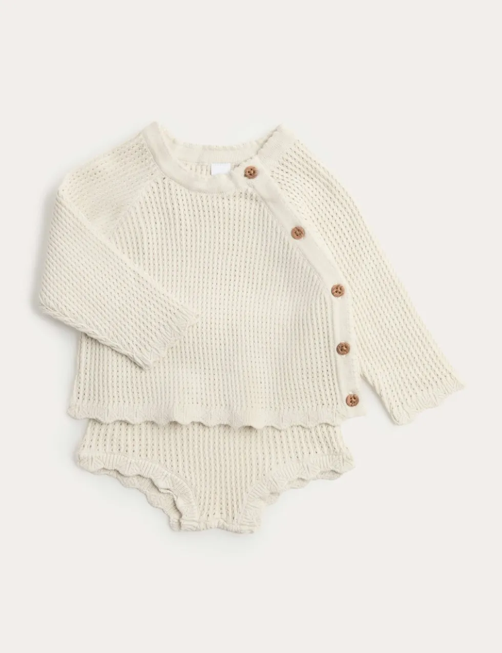 2 Piece Pure Cotton Knitted Outfit (7lbs-12 Mths)