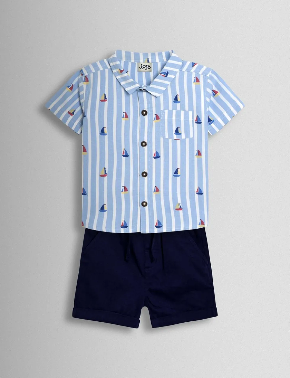 2 Piece Pure Cotton Sailboat Shirt & Shorts Set (1-7 Yrs)