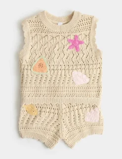 2 Piece Pure Cotton Seashell Crochet Outfit (0-5 Yrs)