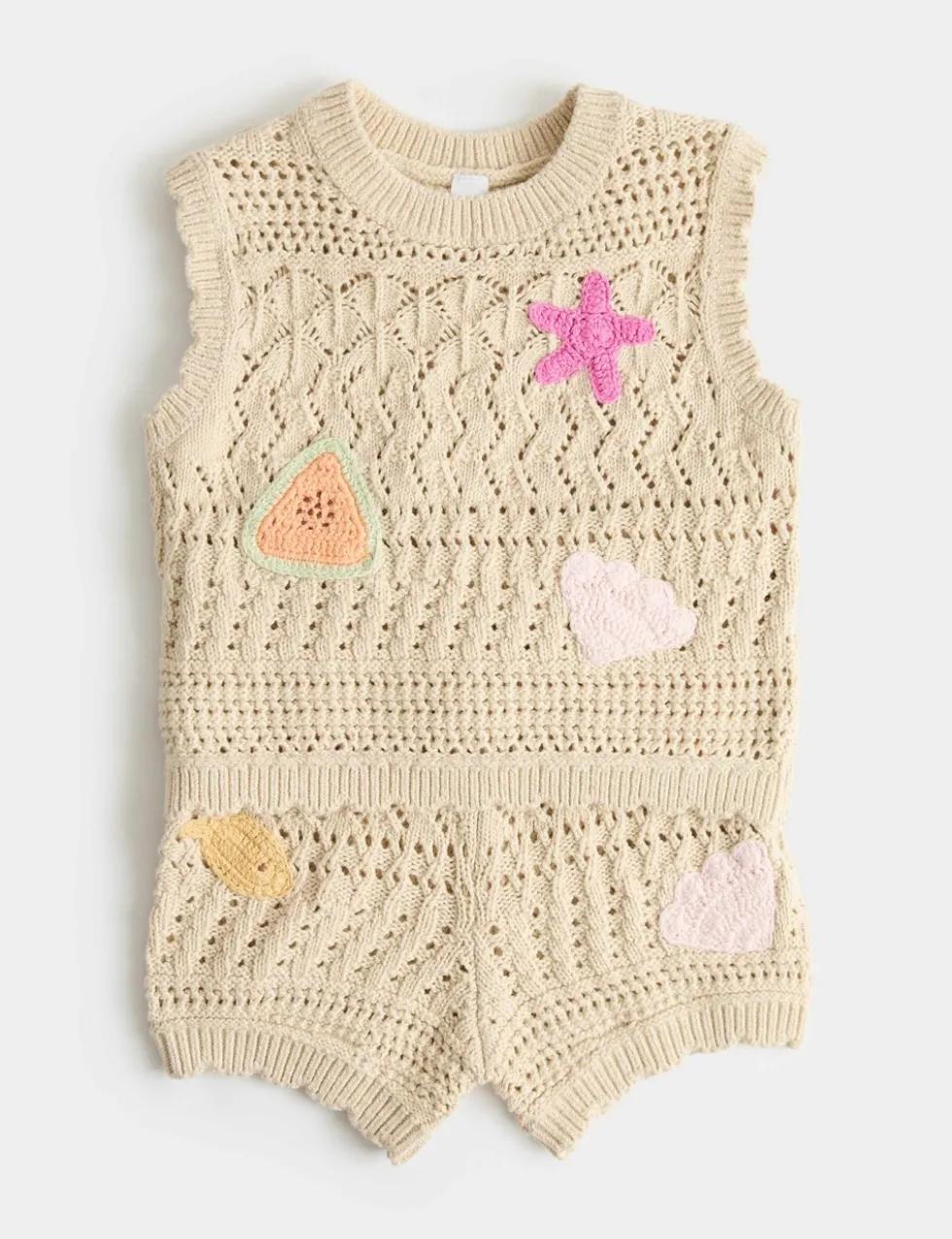 2 Piece Pure Cotton Seashell Crochet Outfit (0-5 Yrs)