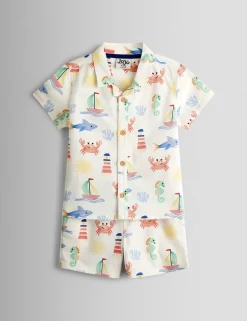 2 Piece Pure Cotton Seaside Shirt & Shorts Set (6 Mths-7 Yrs)