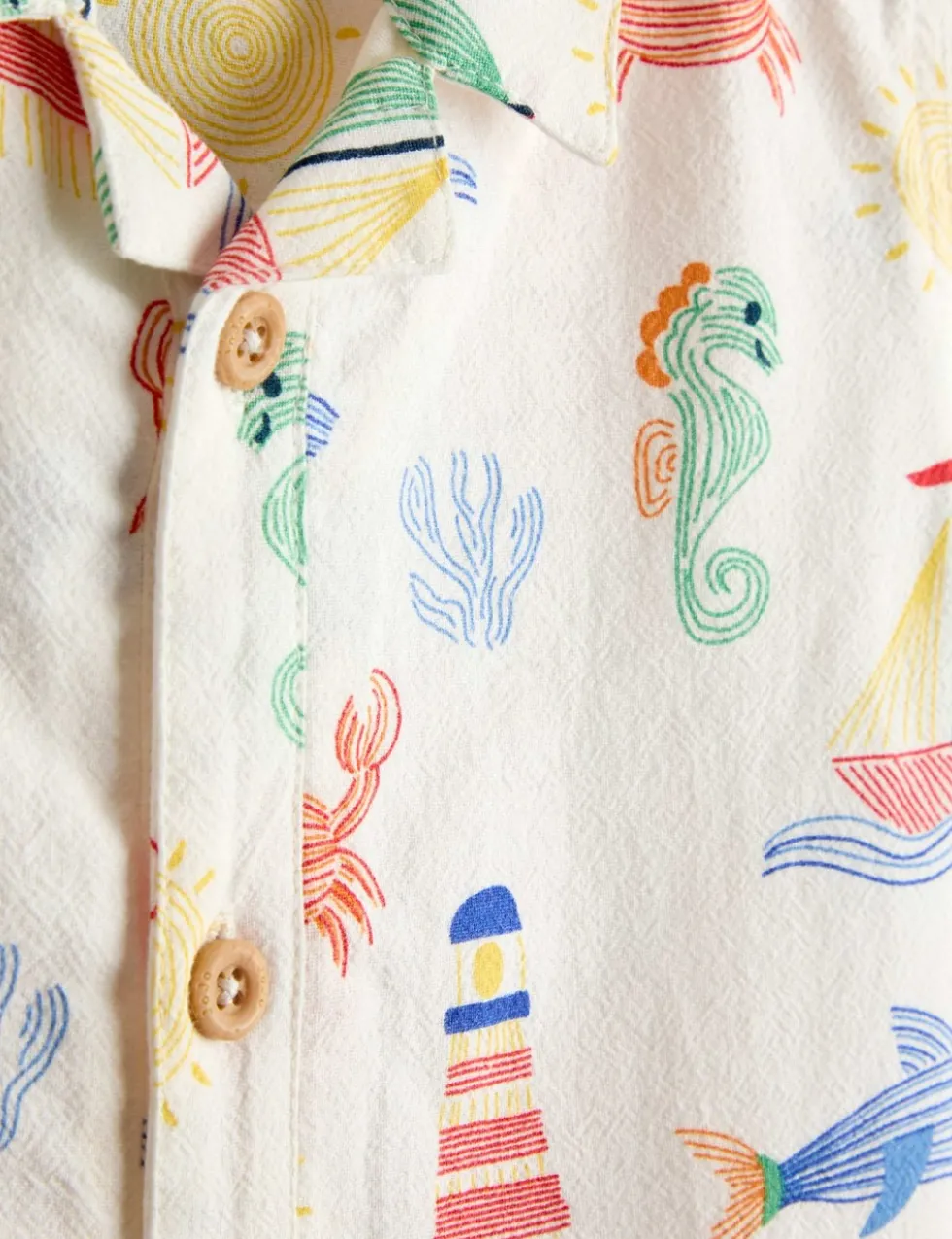 2 Piece Pure Cotton Seaside Shirt & Shorts Set (6 Mths-7 Yrs)