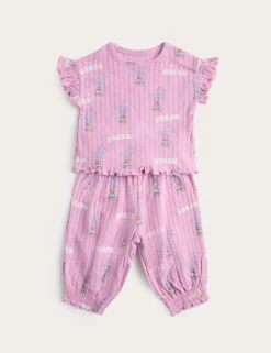 2 Piece Pure Cotton Seersucker Printed Outfit (0-3 Yrs)