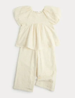 2 Piece Pure Cotton Shirred Trouser Outfit (2-10 Yrs)