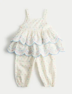 2 Piece Pure Cotton Spotty Top and Trousers (0-5 Yrs)