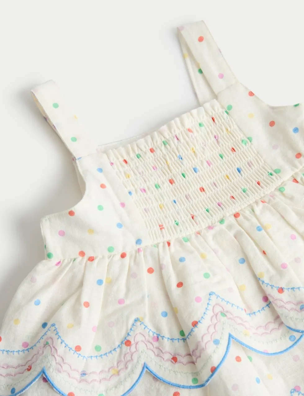 2 Piece Pure Cotton Spotty Top and Trousers (0-5 Yrs)