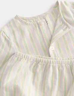 3 Piece Pure Cotton Striped Outfit (7lbs-2 Yrs)