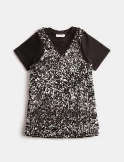 2 Piece Sequin Pinafore and T-Shirt (2-10 Yrs)
