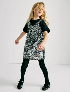 2 Piece Sequin Pinafore and T-Shirt (2-10 Yrs)