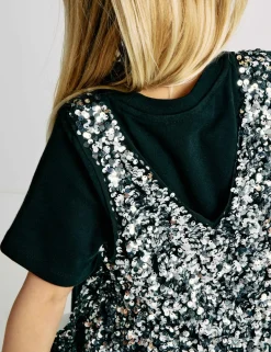 2 Piece Sequin Pinafore and T-Shirt (2-10 Yrs)