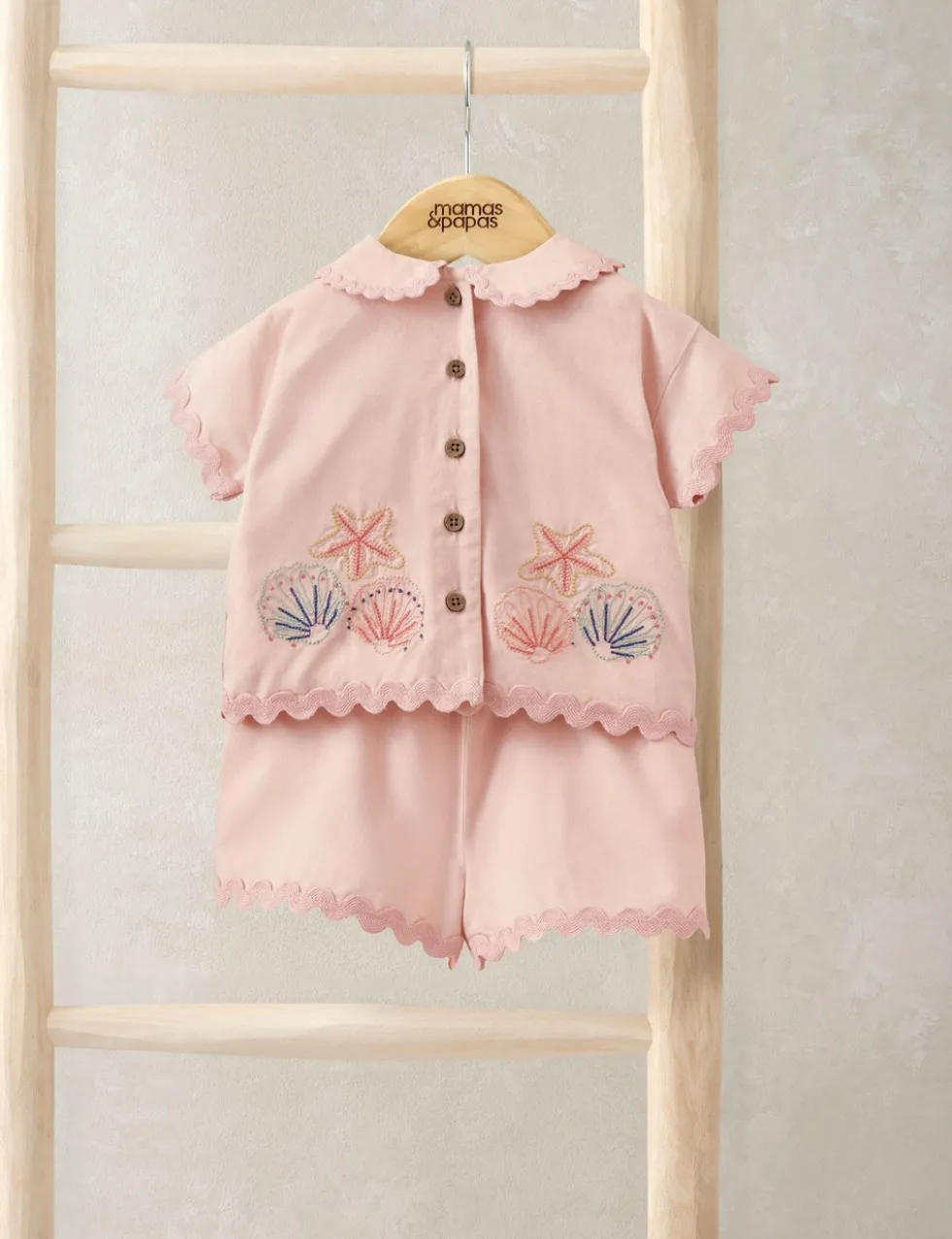 2 Piece Shell Embroidery Top & Bottom Set (0-3 Years)