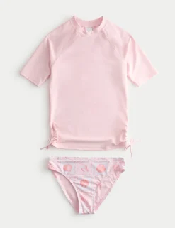 3 Piece Shell Print Bikini and Rash Vest (6-16 Yrs)