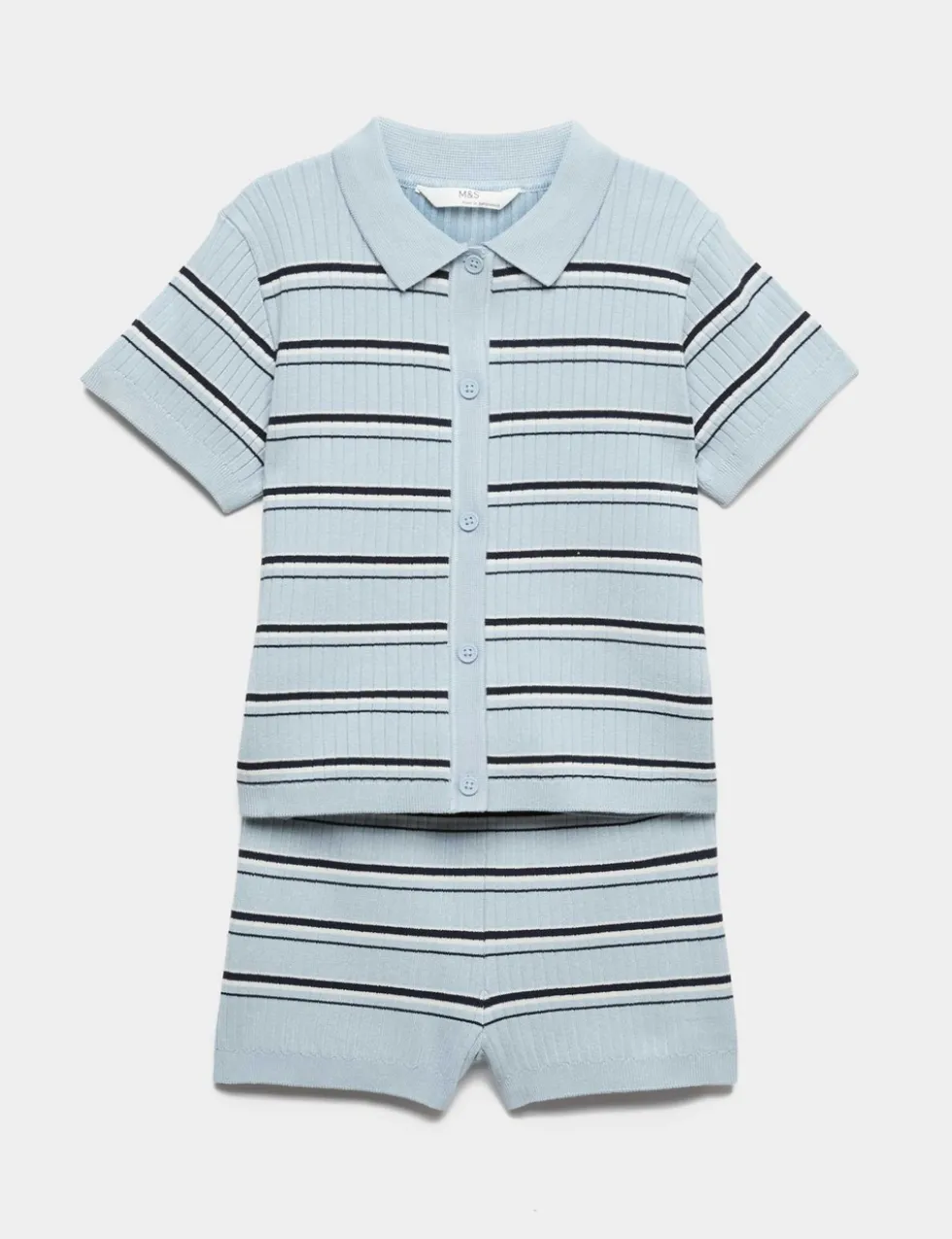 2 Piece Striped Button Top & Short Outfit (2-16 Yrs)