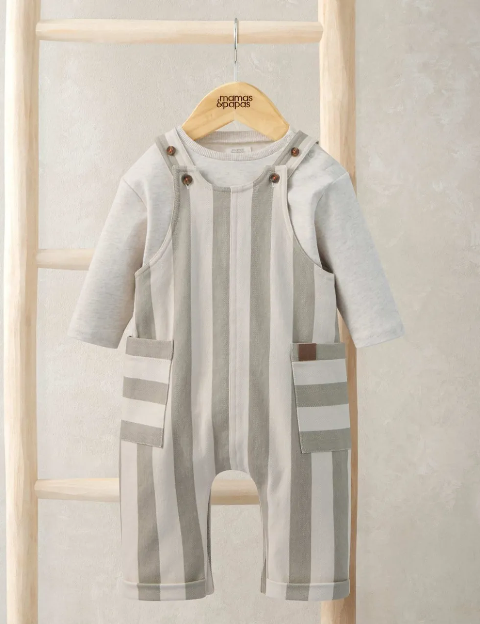 2 Piece Striped Dungarees & Top Outfit (0-36 Mths)