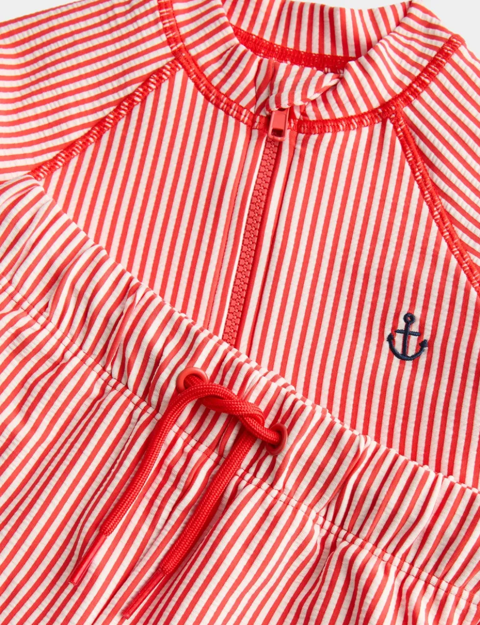 2 Piece Striped Seersucker Long Sleeve Swim Set (0-3 Yrs)