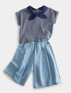 2 Piece Striped Top and Culottes Outfit (0-3 Yrs)