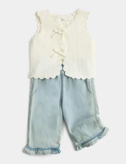 2 Piece Tie Front Waistcoat with Jeans (0-5 Yrs)