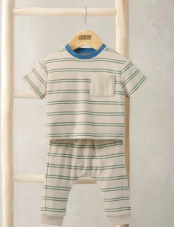 2 Piece Towelling Striped T-Shirt Outfit (0-36 Mths)