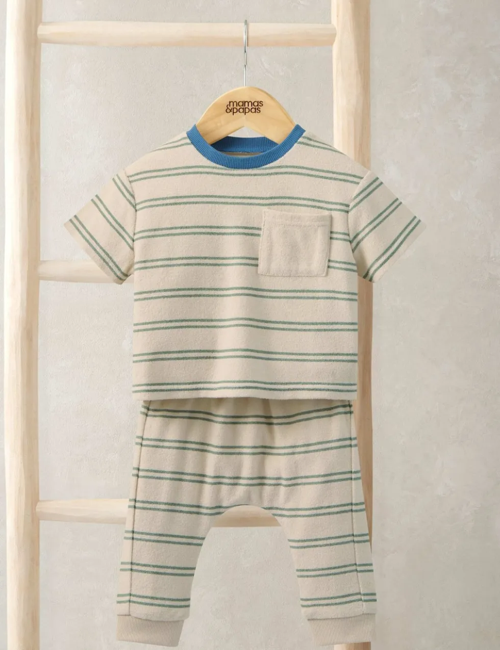 2 Piece Towelling Striped T-Shirt Outfit (0-36 Mths)