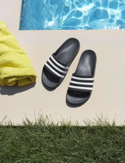 Adilette Aqua Striped Sliders