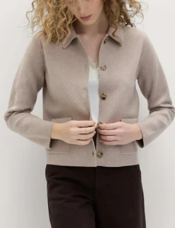 Air-Yarn Pocket Detail Knitted Jacket