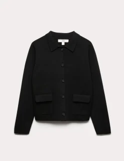 Air-Yarn Pocket Detail Knitted Jacket