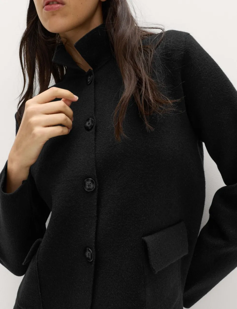Air-Yarn Pocket Detail Knitted Jacket